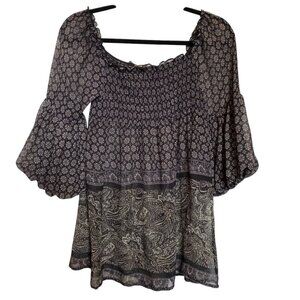 Floral Black and Gray Women's Top